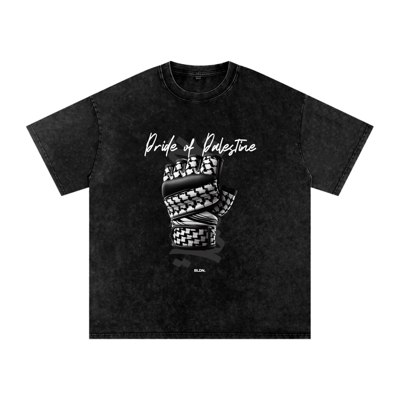 Pride of Palestine Front Keffiyeh Glove Tee - UFC 321 Edition