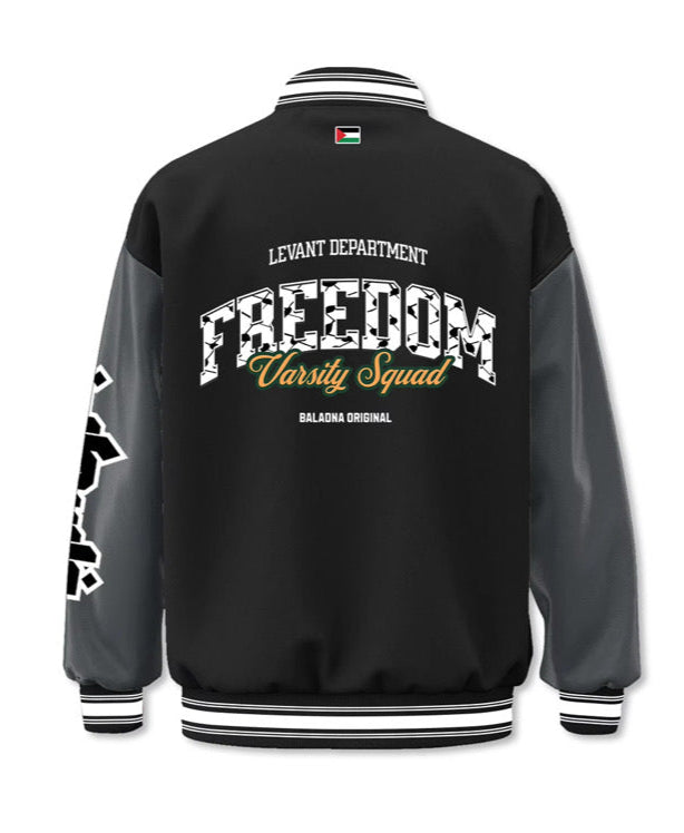 Pre-order: Freedom Varsity Squad Jacket – Contrast Grey Wool Sleeves Edition