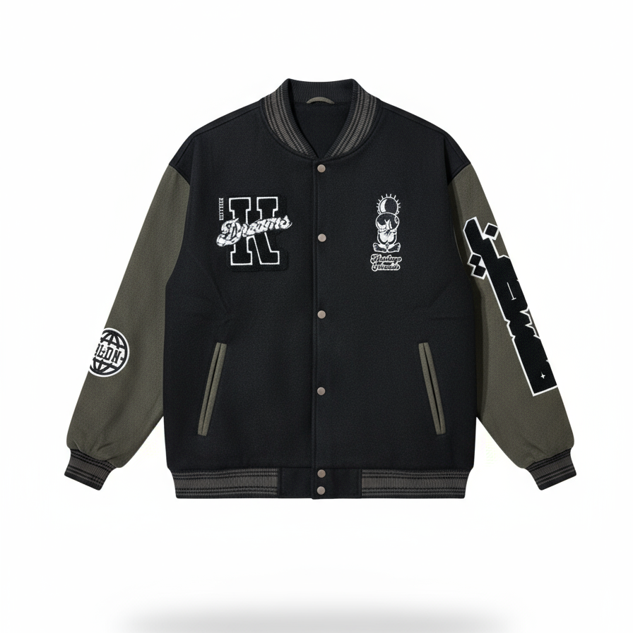 Freedom Varsity Squad Jacket – Contrast Brown Wool Sleeves Edition