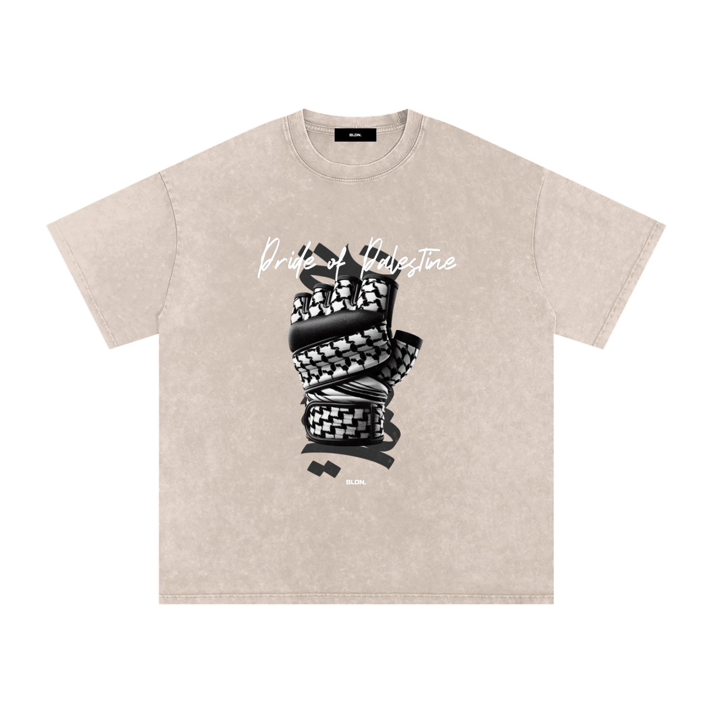 Pride of Palestine Front Keffiyeh Glove Tee - UFC 321 Edition