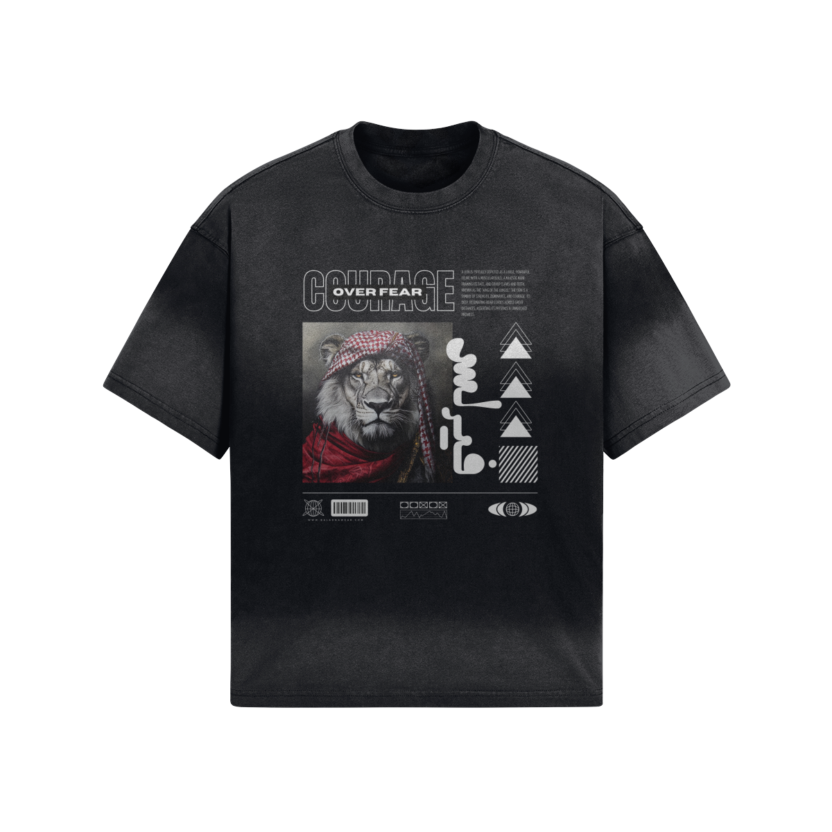 Courage over fear (فيرلس) heavyweight oversized t-shirt