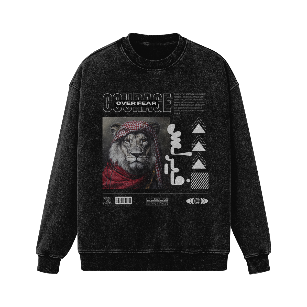 Courage over fear (فيرلس) oversized crewneck sweatshirt