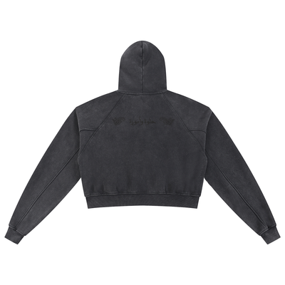 "Seniora” (سنيورة) snow washed cropped women's hoodie