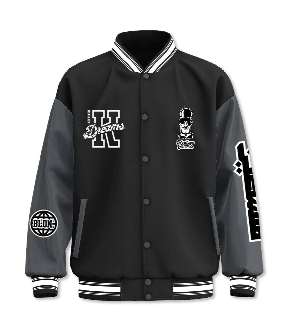 Pre-order: Freedom Varsity Squad Jacket – Contrast Grey Wool Sleeves Edition