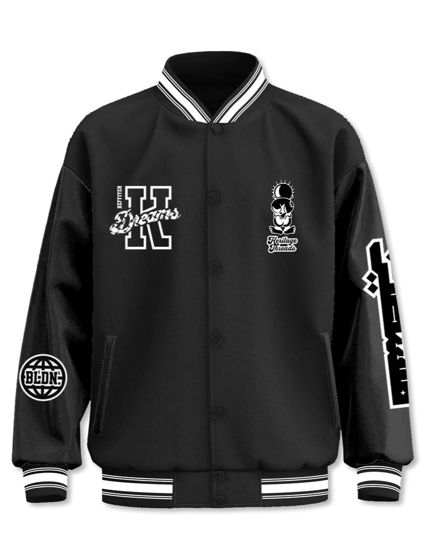 Pre-order: Freedom Varsity Squad Jacket – All-Black PU Leather Sleeves Edition