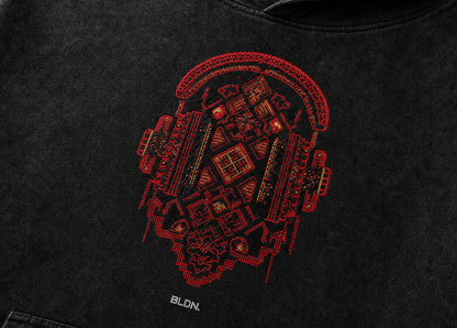 Cultural frequency tatreez stitching hoodie