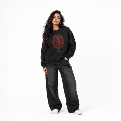 Cultural frequency tatreez stitching crewneck