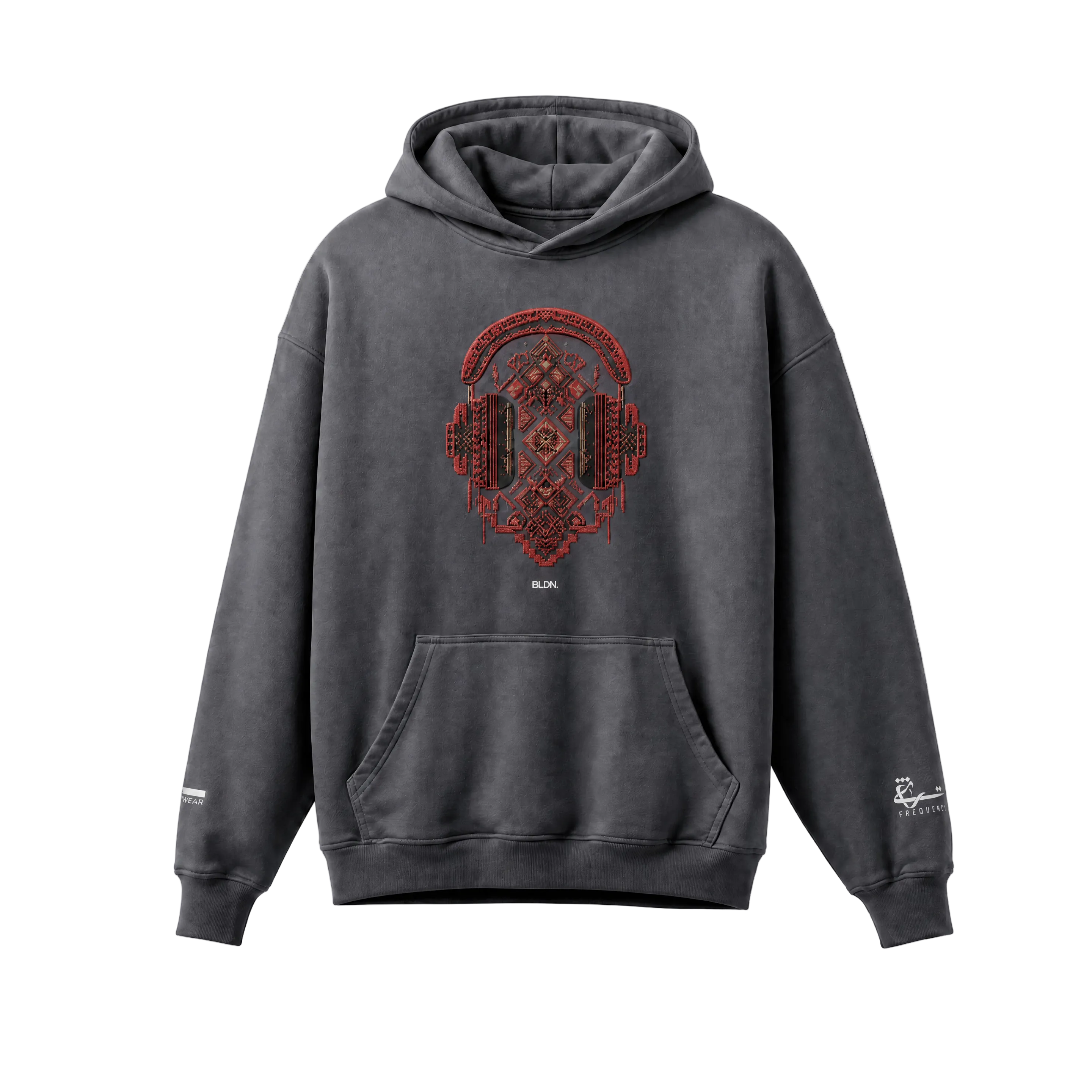 Cultural frequency tatreez stitching hoodie