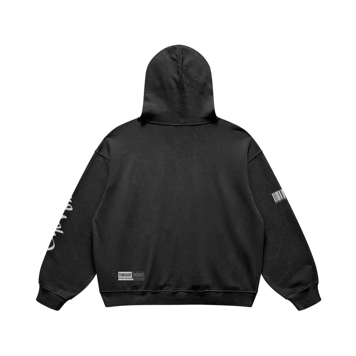 Embroidered "Palestine" letters using map of Palestine on oversized hoodie