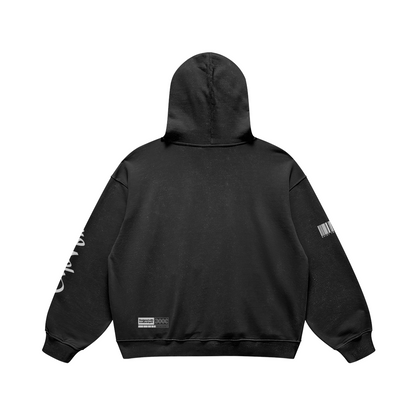 Embroidered "Palestine" letters using map of Palestine on oversized hoodie