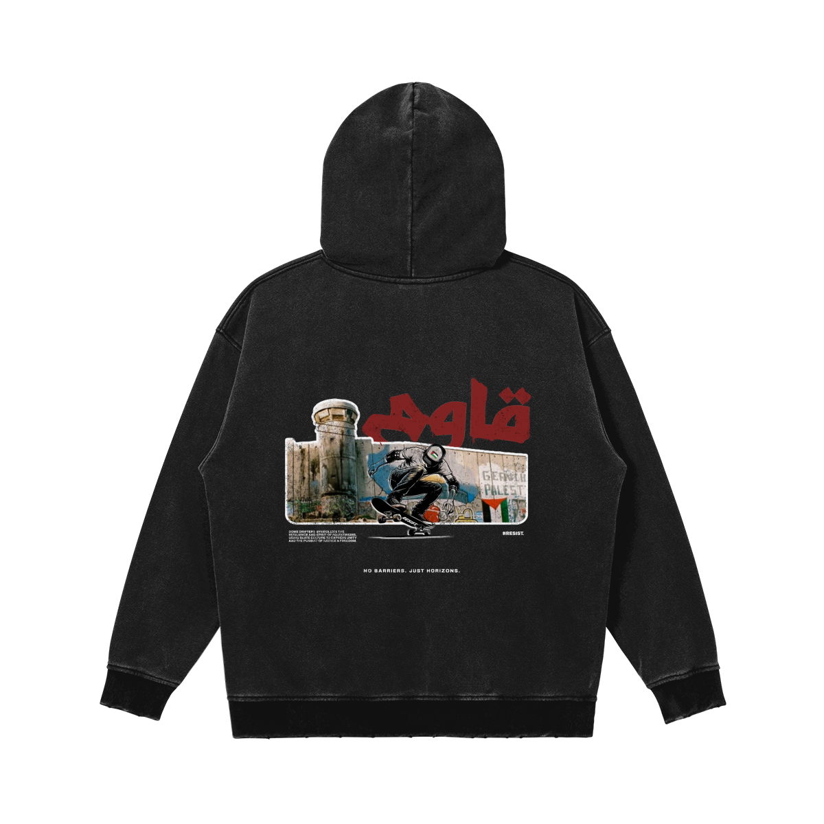 Dome drifter Palestine distressed hoodie with resist on the back