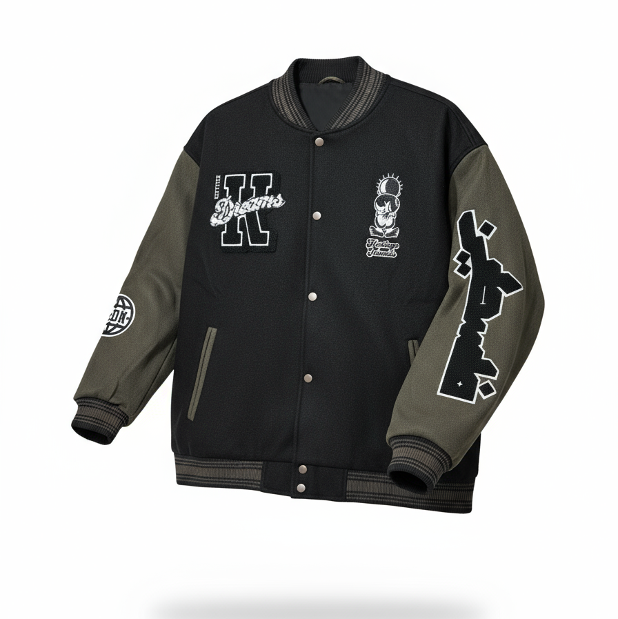 Freedom Varsity Squad Jacket – Contrast Brown Wool Sleeves Edition