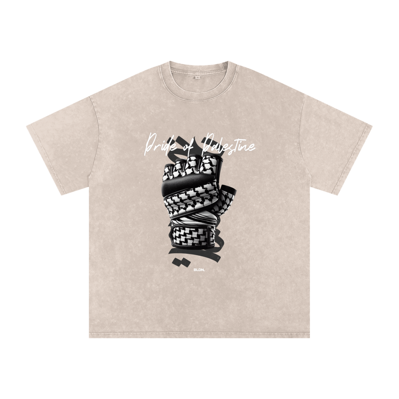 Pride of Palestine Front Keffiyeh Glove Tee  - UFC 321 Edition